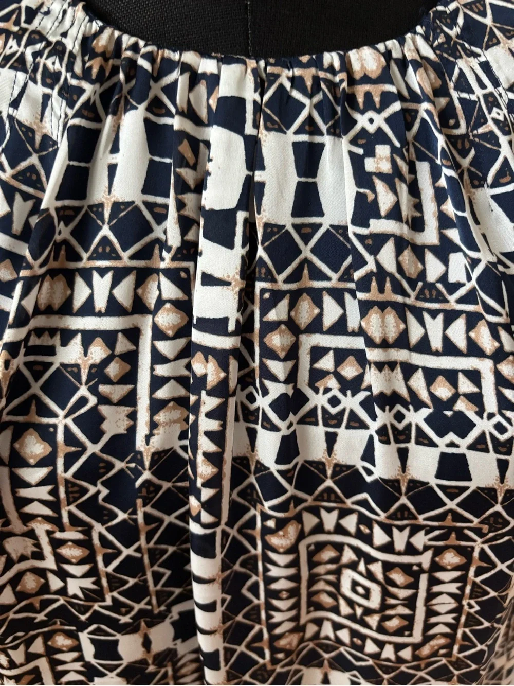 Cortefiel Woman Aztec Tribal Print Pleated Neck Tank Top Size XL